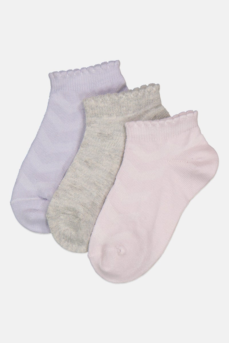 Mudd Toddlers Girls 3 Pairs Solid Ankle Socks, Multicolor  - Image 1