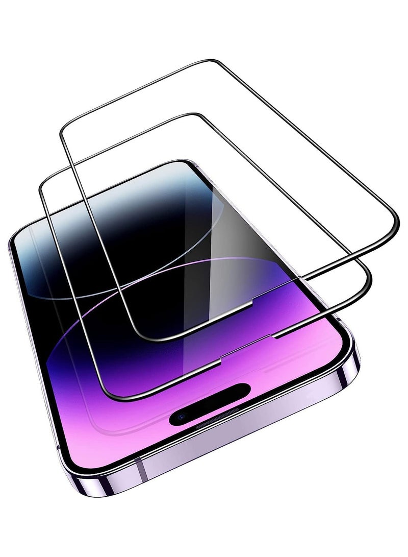 2-Pack iPhone 15 Full Coverage Cover Screen Protector 9H Tempered Glass Film Easy Install HD Clear With level Shockproof Impact Resistance Guard Dispaly Film Anti-Scratch Protection - Image 1