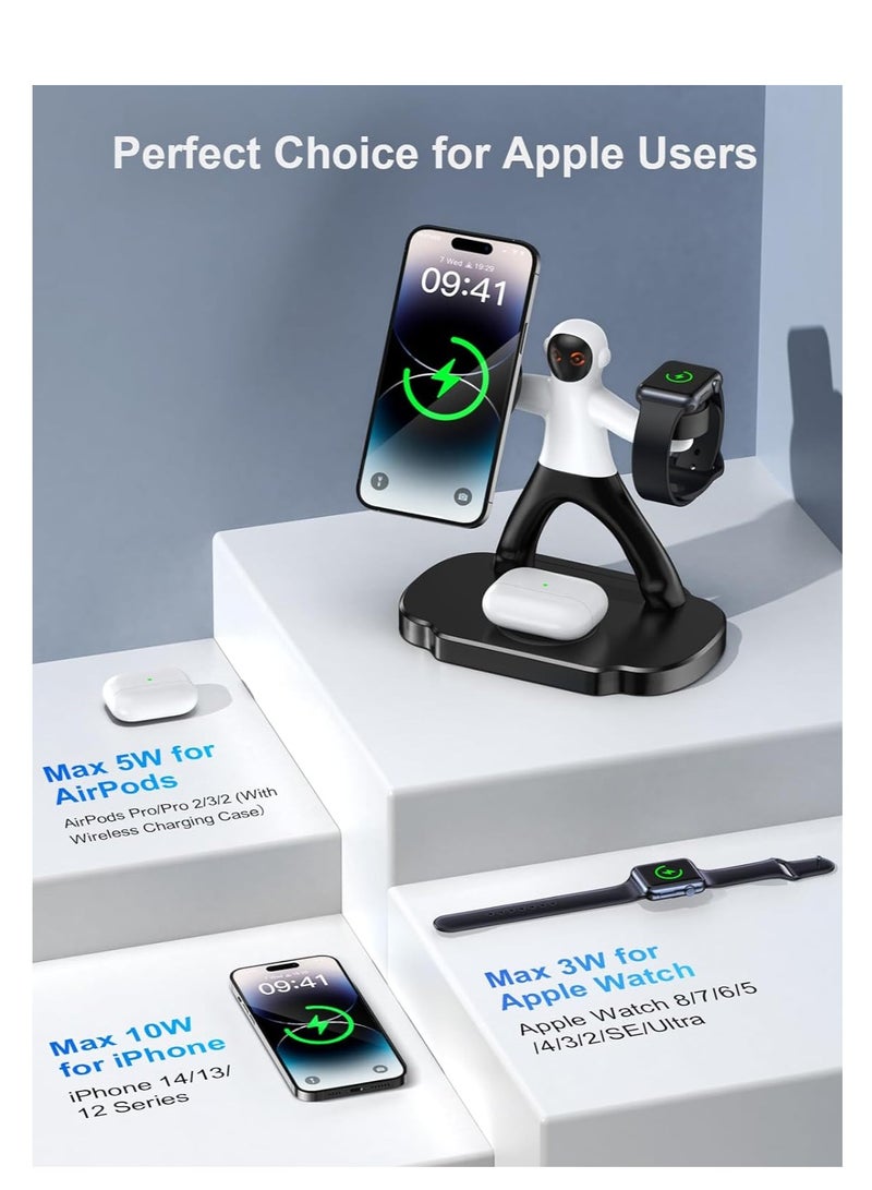 SYOSI Wireless Charging Station 3 in 1, 18W Fast Magnetic Wireless Charger for Apple Devices, Compatible with iPhone 15/14/13/12 Pro Max, AirPods 3 2 Pro, iWatch Series for Bedside/Office/Desk - Image 2