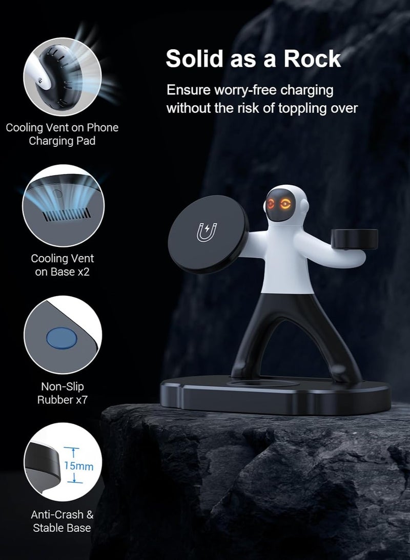 SYOSI Wireless Charging Station 3 in 1, 18W Fast Magnetic Wireless Charger for Apple Devices, Compatible with iPhone 15/14/13/12 Pro Max, AirPods 3 2 Pro, iWatch Series for Bedside/Office/Desk - Image 5