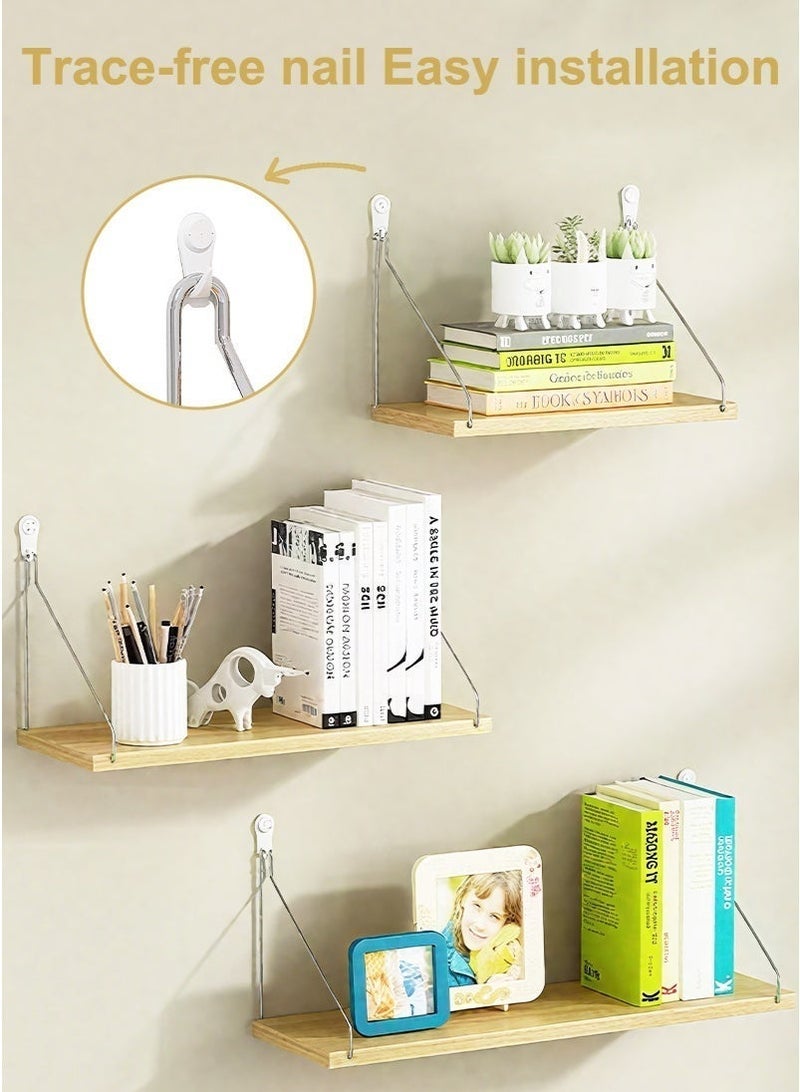 ميرتينج أرفف عائمة أرفف خشبية ريفية 3 مجموعات من الأرفف المثبتة على الحائط لتزيين الحمام وغرفة النوم وغرفة المعيشة والنباتات، بما في ذلك مسامير ومسامير بدون حفر - Image 5