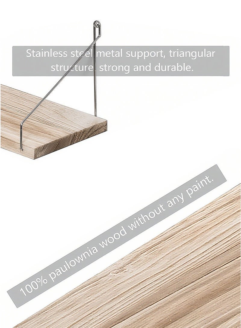 ميرتينج أرفف عائمة أرفف خشبية ريفية 3 مجموعات من الأرفف المثبتة على الحائط لتزيين الحمام وغرفة النوم وغرفة المعيشة والنباتات، بما في ذلك مسامير ومسامير بدون حفر - Image 3