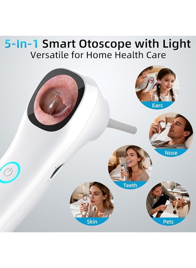 كاميرا منظار الأذن بشاشة عالية الوضوح، منظار أذن بحجم الجيب بدقة 1080 بكسل، منظار أذن لاسلكي بشاشة ملونة IPS مقاس 1.21 بوصة مع 4 مصابيح LED، طقم كاميرا فحص محمول، مناسب للبالغين والأطفال والحيوانات الأليفة (أبيض). - Image 3