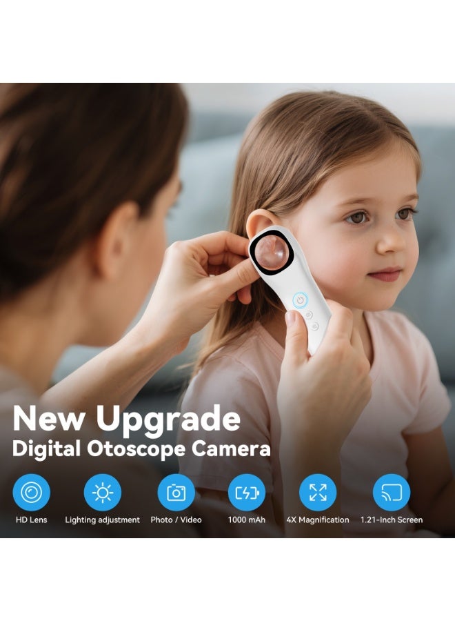كاميرا منظار الأذن بشاشة عالية الوضوح، منظار أذن بحجم الجيب بدقة 1080 بكسل، منظار أذن لاسلكي بشاشة ملونة IPS مقاس 1.21 بوصة مع 4 مصابيح LED، طقم كاميرا فحص محمول، مناسب للبالغين والأطفال والحيوانات الأليفة (أبيض). - Image 2