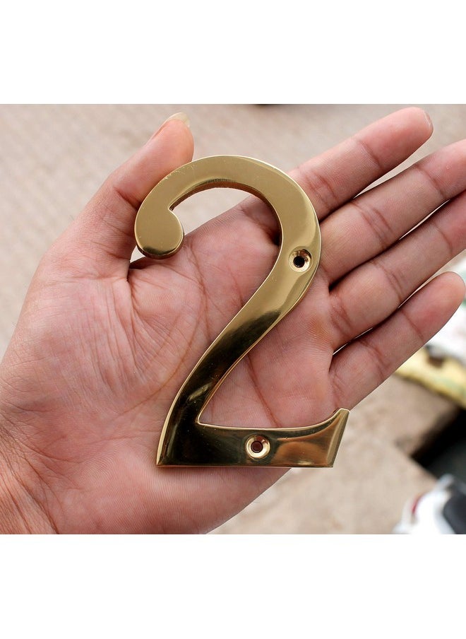 ESPLANADE eSplanade 4" Brass House Hotel Door Number Plaque Sticky Numeric Numerical Digit 0-9 (2(two))  - Image 3