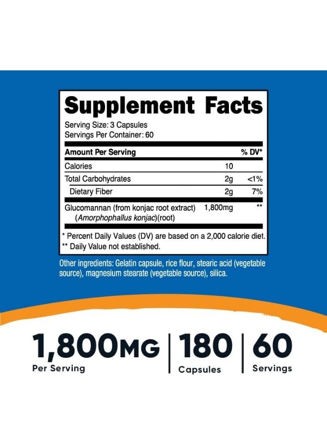Nutricost غلوكومانان 1,800 ملغ لكل حصة، 180 كبسولة - Image 2