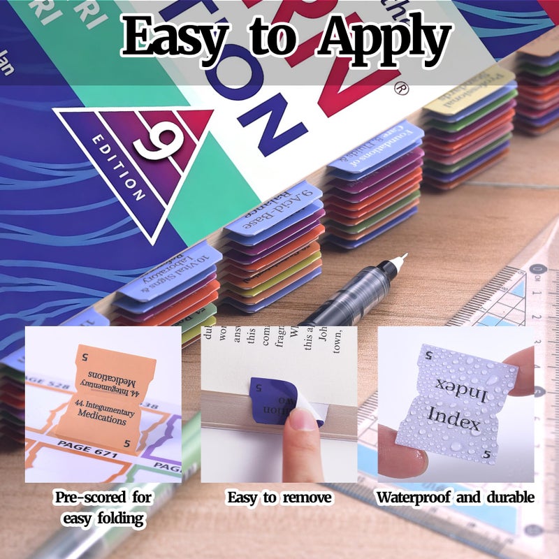 LParkin Premium Index Tabs for Saunders Comprehensive Review for The NCLEX-RN Examination 9th Edition. 72 Color-Coded PVC Laminated Tabs with Alignment Guide - Book Not Included - Image 4