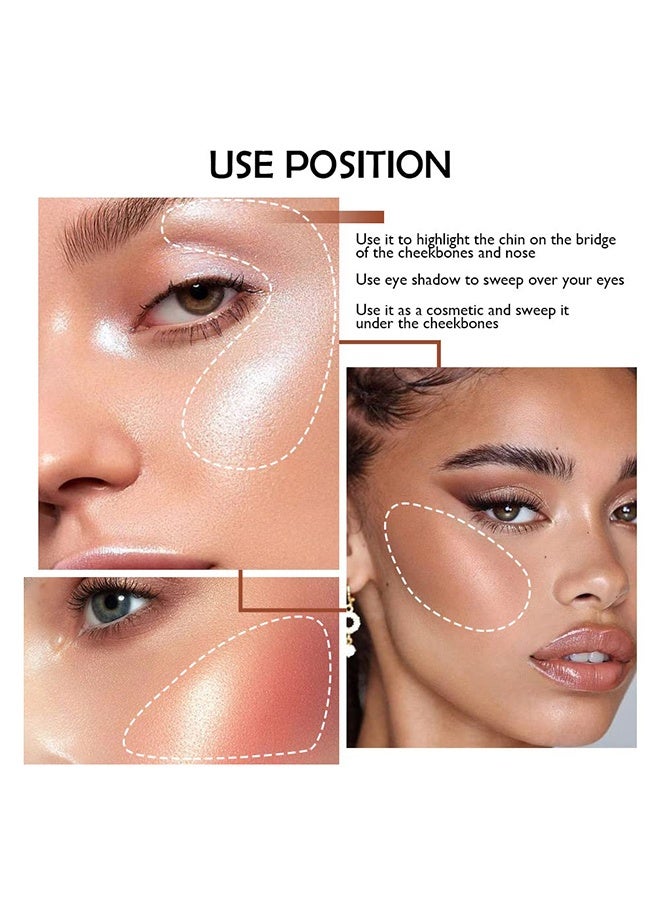 سمادو مكياج هايلايتر لامع ، بودرة برونزية ، مكياج برونزي غير لامع ، باليت هايلايتر أبيض لامع أحمر الخدود باليت بودرة برونزر 5 ألوان - Image 4