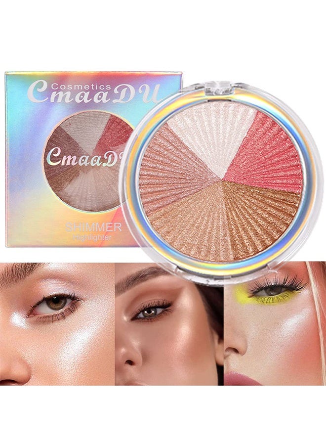 سمادو مكياج هايلايتر لامع ، بودرة برونزية ، مكياج برونزي غير لامع ، باليت هايلايتر أبيض لامع أحمر الخدود باليت بودرة برونزر 5 ألوان - Image 1
