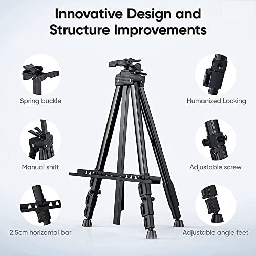 Qatalitic Lightweight Portable Tripod Easel, Metal Display Easel Stand with Adjustable Height for Painting, Display and Advertisement Purposes (Holds Canvas up to 1 kg) - Image 3