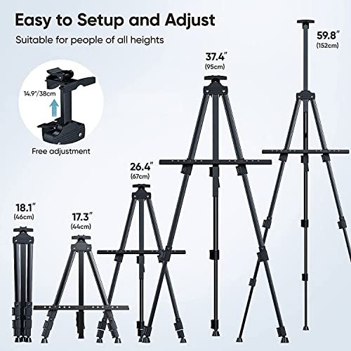 Qatalitic Lightweight Portable Tripod Easel, Metal Display Easel Stand with Adjustable Height for Painting, Display and Advertisement Purposes (Holds Canvas up to 1 kg) - Image 2