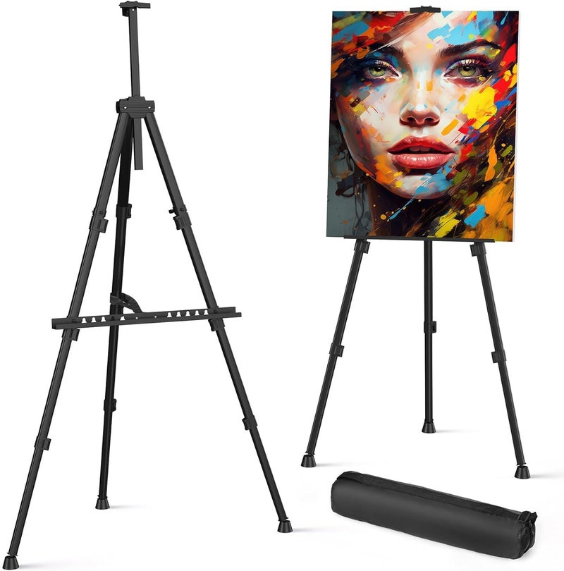 Qatalitic Lightweight Portable Tripod Easel, Metal Display Easel Stand with Adjustable Height for Painting, Display and Advertisement Purposes (Holds Canvas up to 1 kg) - Image 1