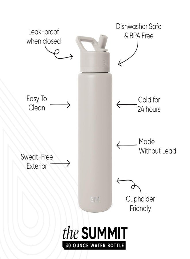 Simple Modern Water Bottle with Straw Lid | Vacuum Insulated Stainless Steel Metal Thermos | Reusable Leak Proof BPA-Free Flask for Sports Gym | Summit Collection | 30oz, Almond Birch - Image 2