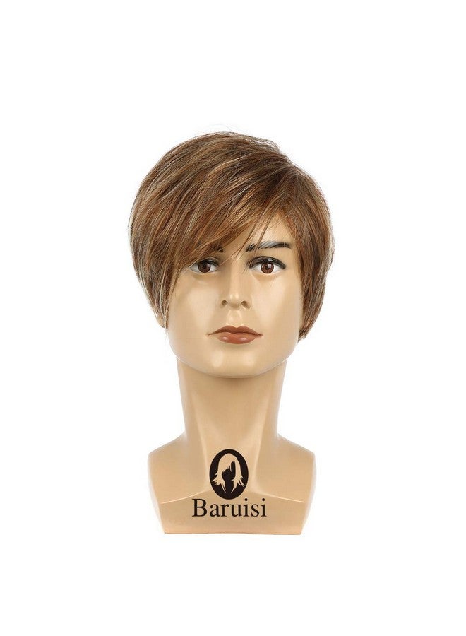 Baruisi Mens Brown Wig Short Layered Straight Cosplay Synthetic Hair Wig for Men - Image 2