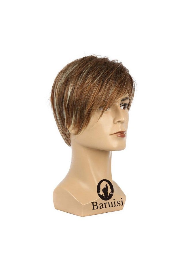 Baruisi Mens Brown Wig Short Layered Straight Cosplay Synthetic Hair Wig for Men - Image 4
