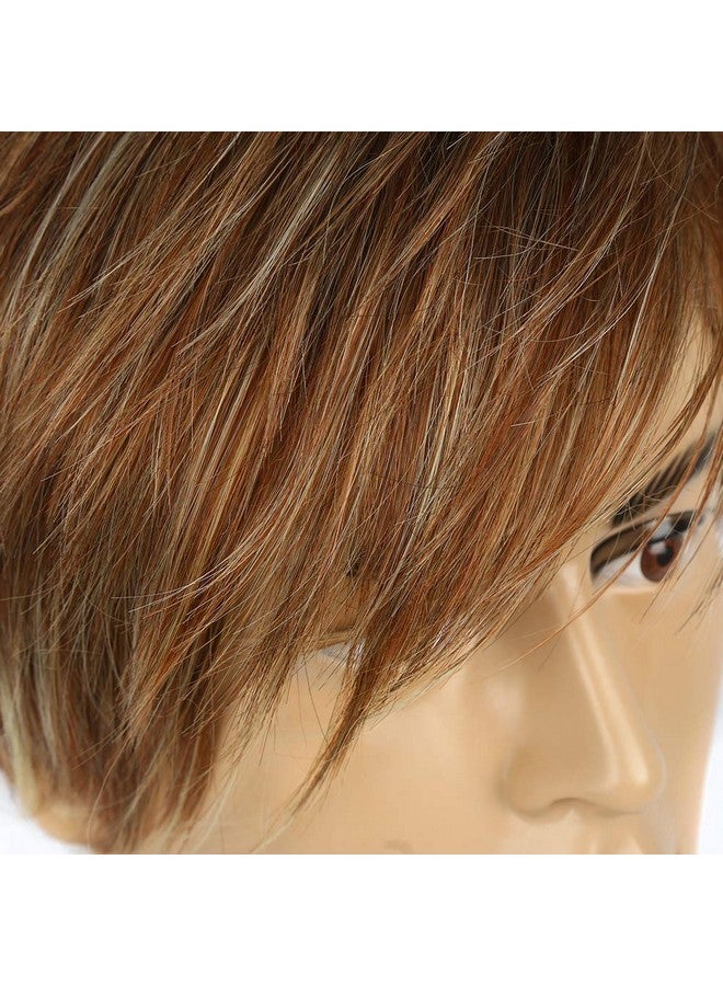 Baruisi Mens Brown Wig Short Layered Straight Cosplay Synthetic Hair Wig for Men - Image 5