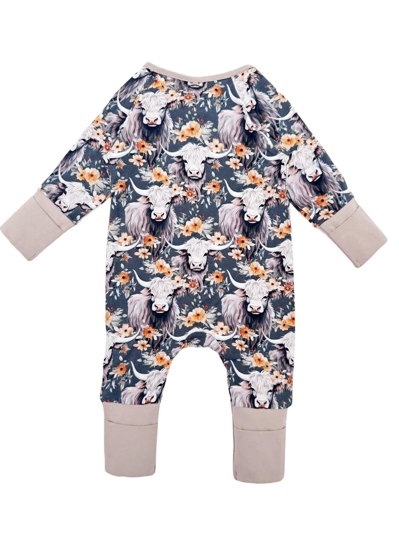Bow Dream Infant Boys Girls Clothes Newborn Bamboo Rayon Baby girl Romper baby boy Bodysuit Jumpsuit Beige Popsicle Bull 18-24 Months - Image 5