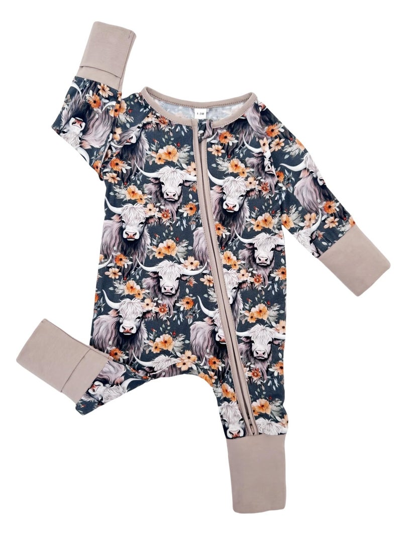 Bow Dream Infant Boys Girls Clothes Newborn Bamboo Rayon Baby girl Romper baby boy Bodysuit Jumpsuit Beige Popsicle Bull 18-24 Months - Image 4