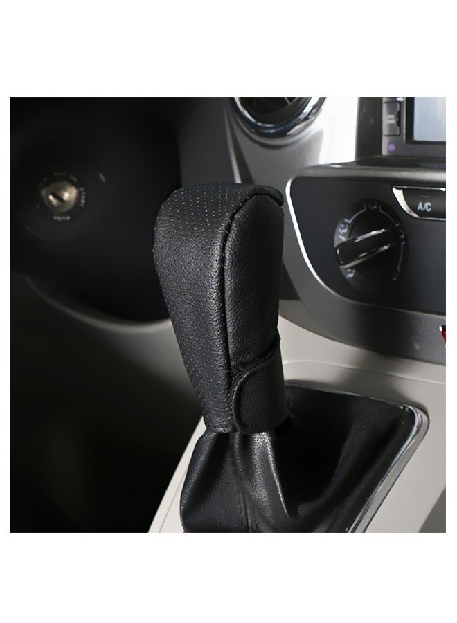 Generic Leather Gear Cover for Car, Shift Cover, Pure Handmade Car Gear Handle Cover, Interior Decoration Automotive Supplies (Black)  - Image 3