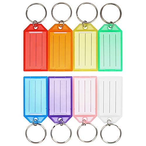 Cuttte 16 Pack Plastic Key Tags, Key Labels with Ring and Label Window, 8 Colors - Image 1