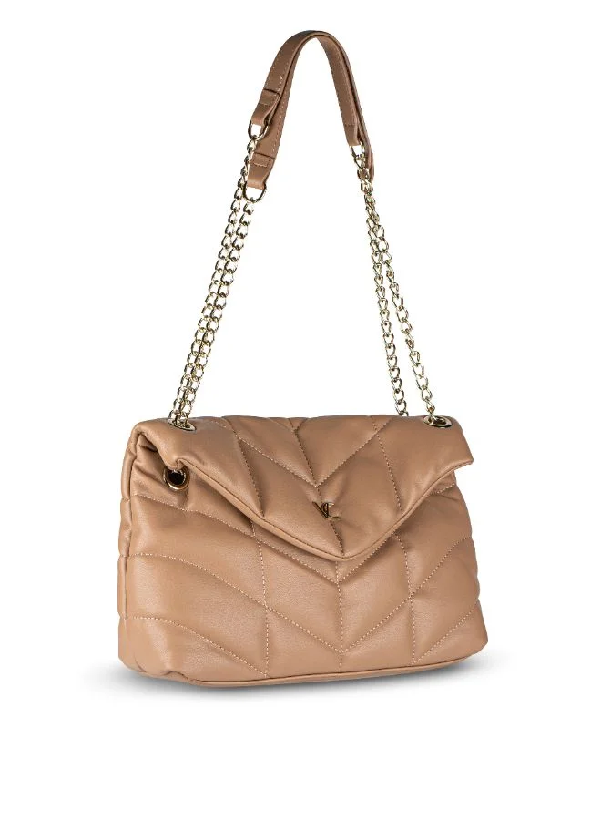 Vincci Women Quilted Shoulder Bag With Chain