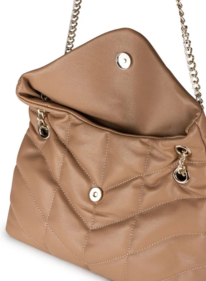 Vincci Women Quilted Shoulder Bag With Chain
