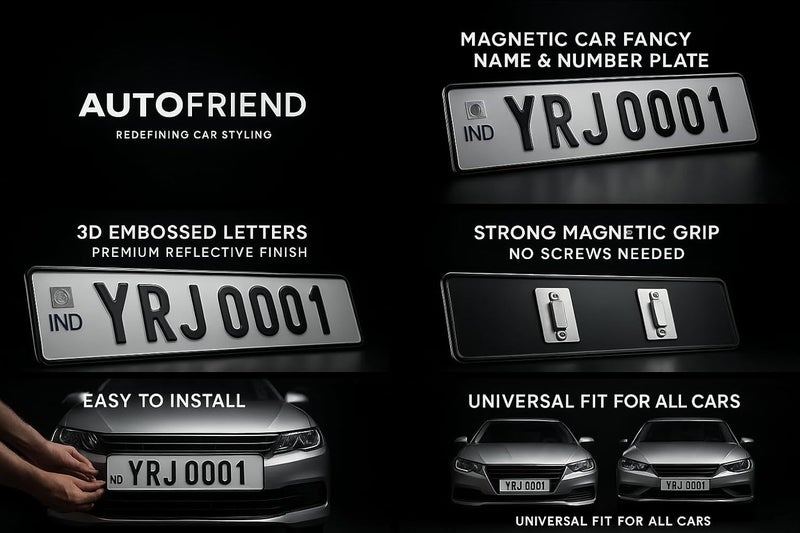 autofriend لوحة أرقام وأسماء سيارات/دراجات مغناطيسية فاخرة بتصميم بارز IND، مقاومة للخدش، (مجموعة من 2) - Image 4