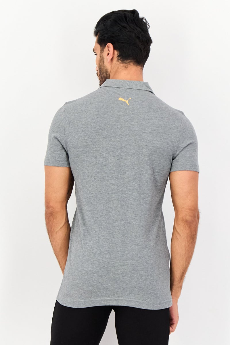 PUMA Men Slim Fit Brand Logo Short Sleeves Outdoor Polo Shirt, Grey - Image 3