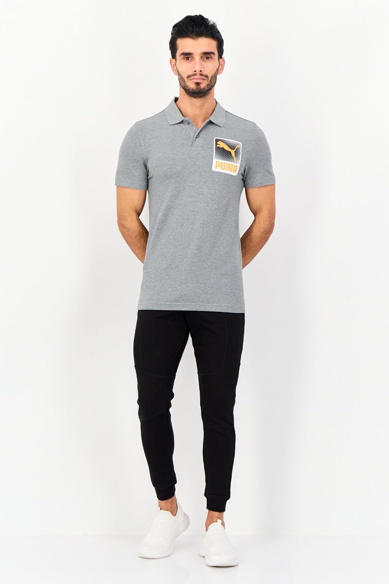 PUMA Men Slim Fit Brand Logo Short Sleeves Outdoor Polo Shirt, Grey - Image 4