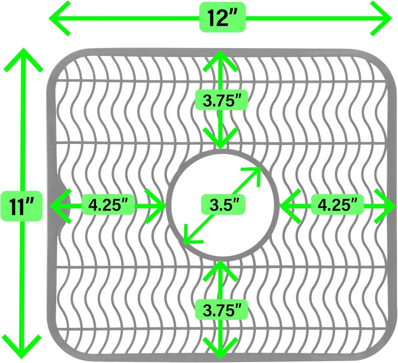 DecorRack Sink Protectors for Kitchen Sink, Plastic 12" x 11" Dish Rack, Protect Sink from Stains, Damage, Scratches, Dishwasher Safe Grid Mat for Kitchen (Gray, 2 Pack) - Image 2