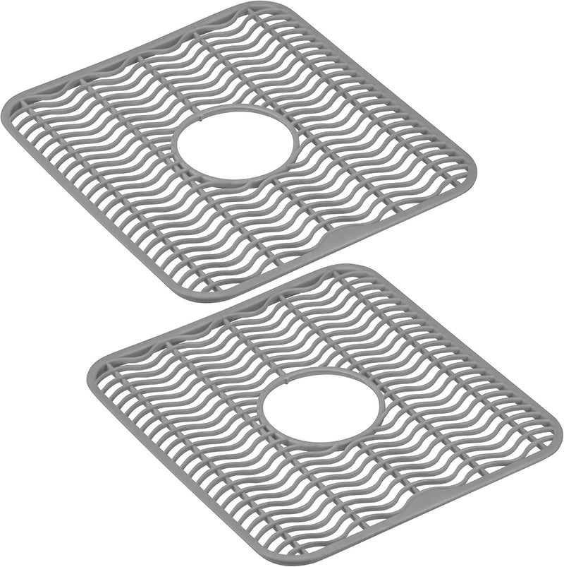 DecorRack Sink Protectors for Kitchen Sink, Plastic 12" x 11" Dish Rack, Protect Sink from Stains, Damage, Scratches, Dishwasher Safe Grid Mat for Kitchen (Gray, 2 Pack) - Image 5