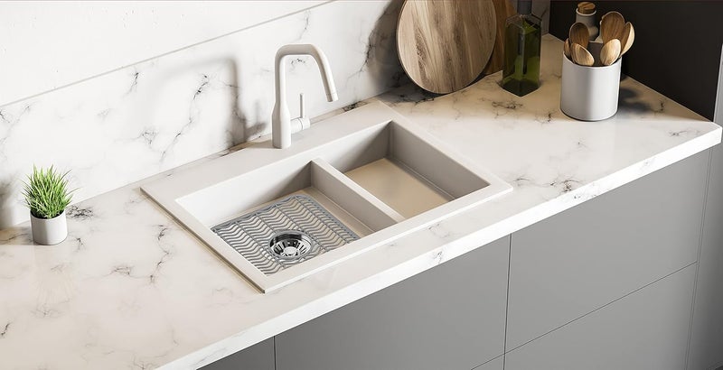 DecorRack Sink Protectors for Kitchen Sink, Plastic 12" x 11" Dish Rack, Protect Sink from Stains, Damage, Scratches, Dishwasher Safe Grid Mat for Kitchen (Gray, 2 Pack) - Image 3