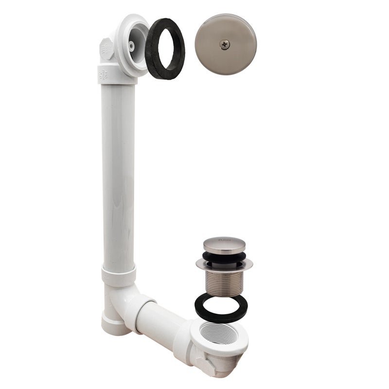 Westbrass TipToe Sch 40 PVC Bath Waste with OneHole Elbow Satin Nickel D4932107 - Image 2
