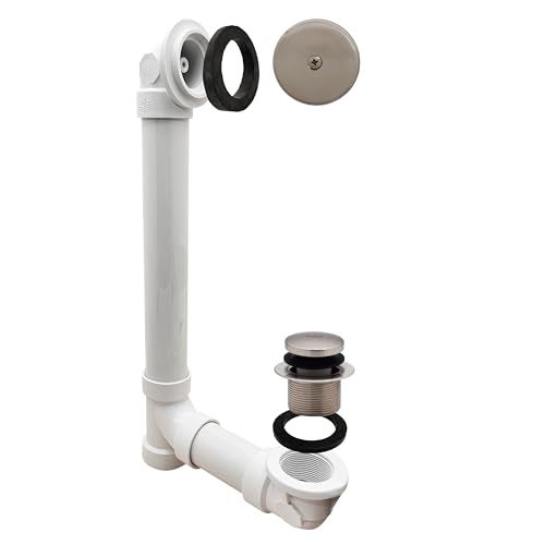 Westbrass TipToe Sch 40 PVC Bath Waste with OneHole Elbow Satin Nickel D4932107 - Image 1