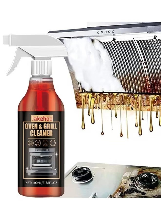 Jakehoe Oven And Grill Cleaner Spray, Cleans and Degreases BBQ Cooking Grates And Racks, Glass, Ceramic Cooktops, Pellet And Electric Smokers, Heavy Duty Degreaser For Stubborn Grease, Burnt-On Food And Carbon Buildup, 100ML - Image 1
