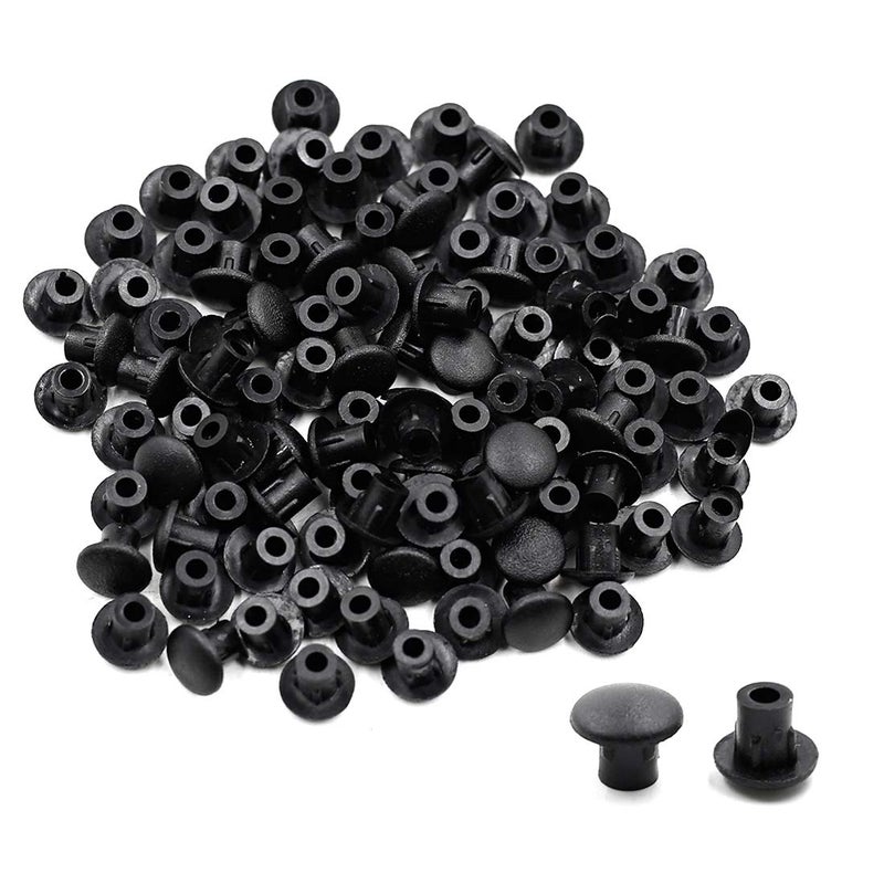 Luomorgo 100Pcs Black 5mm/0.2 inch Shelf Peg Hole Plugs for Kitchen Cabinet Furniture Hole