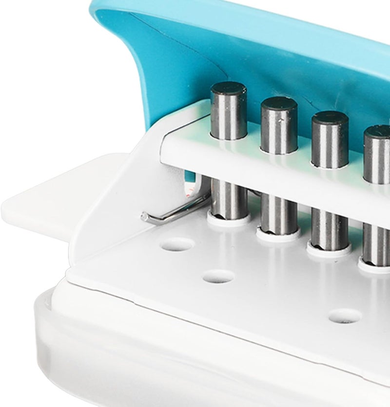 Dioche Manual Binding Machines 6-Hole Multipurpose Cinch Book Binder for Home Office Use - Robust Alloy & ABS Construction in White (Light Blue) - Image 2