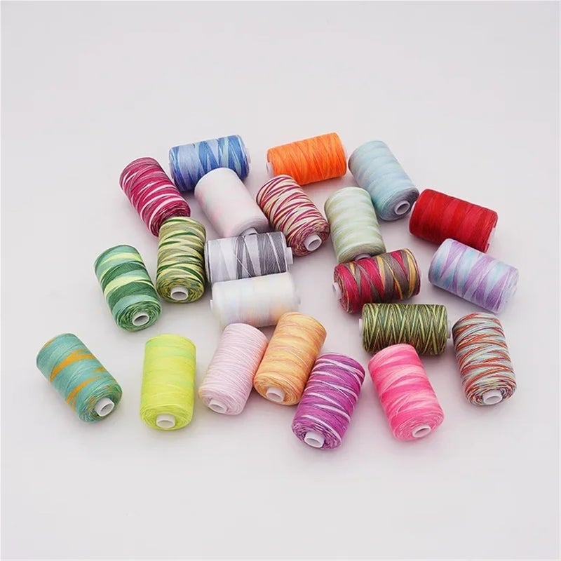 Sewing Thread Kits 5roll*1000yard Sewing Thread Rainbow Gradient Dye Colorful for Needlework(10) - Image 3