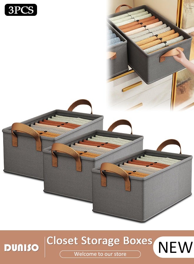 DUNISO 3pcs Wardrobe Clothes Organizer Foldable Closet Storage Organizer for Clothes Jeans Washable Closet Storage Boxes with Carrying Handles Cube Storage Bin for Home Bedroom Office - Image 1