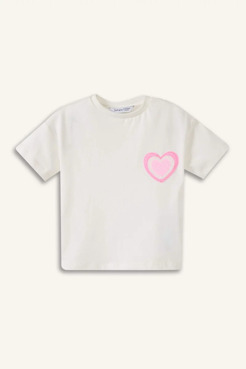 ديفاكتو Baby Girl Heart Print Short Sleeve T-Shirt