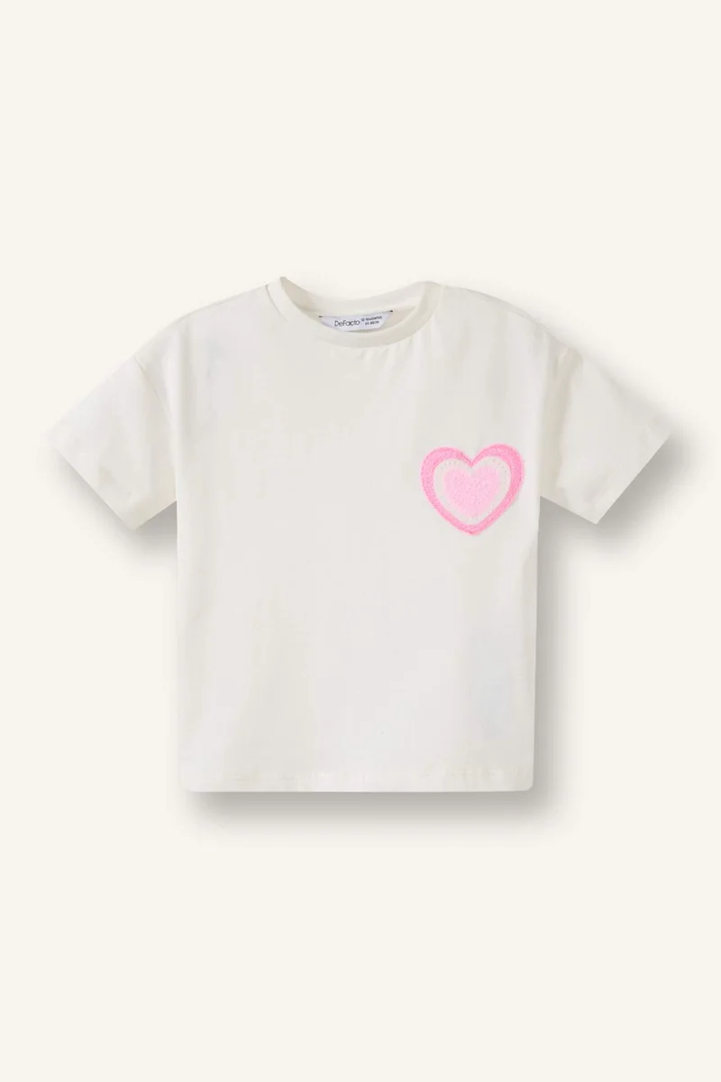 DeFacto Baby Girl Heart Print Short Sleeve T-Shirt