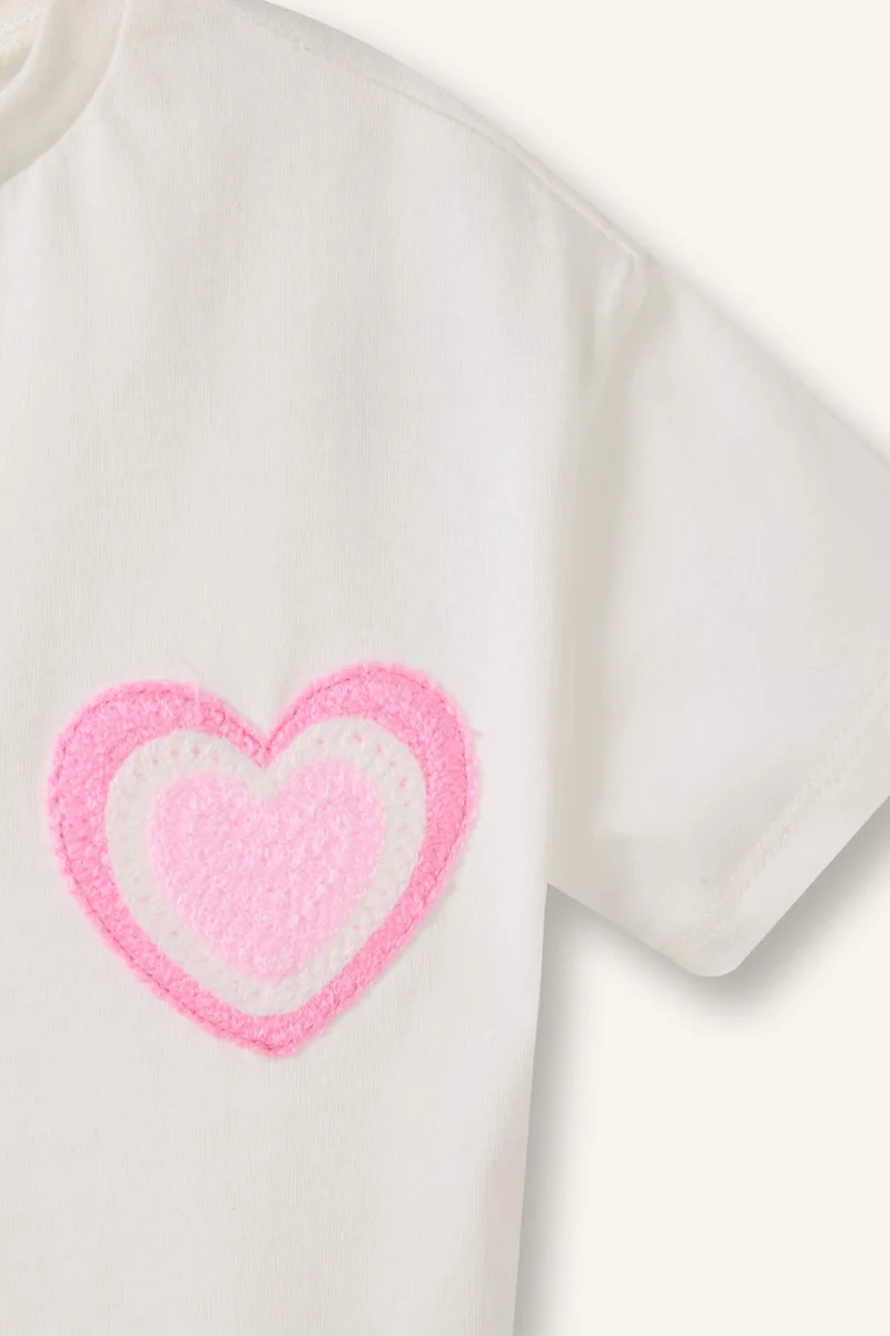 DeFacto Baby Girl Heart Print Short Sleeve T-Shirt