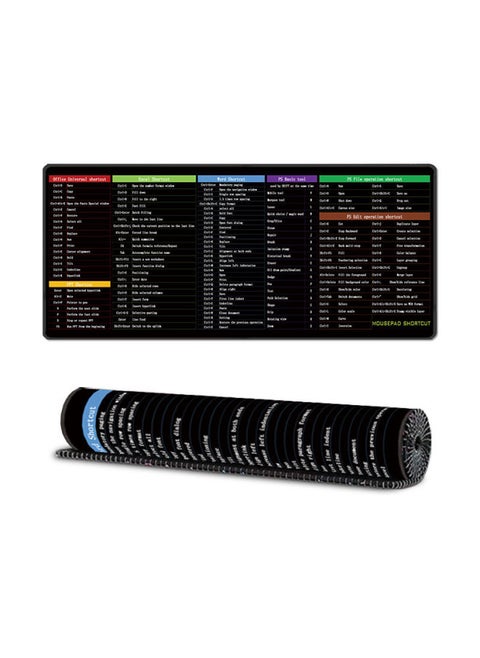 Multilingual Shortcut Mouse Pad Office Oversized Lock Edge Desktop Non-Slip Computer Mouse Pad For One Generation-Color:300*700*2 Mm-Pattern:English [word+excel+office+ps]