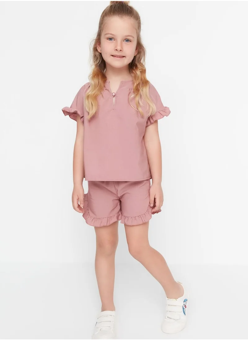 trendyol Kids Ruffle Detail Top & Shorts Set