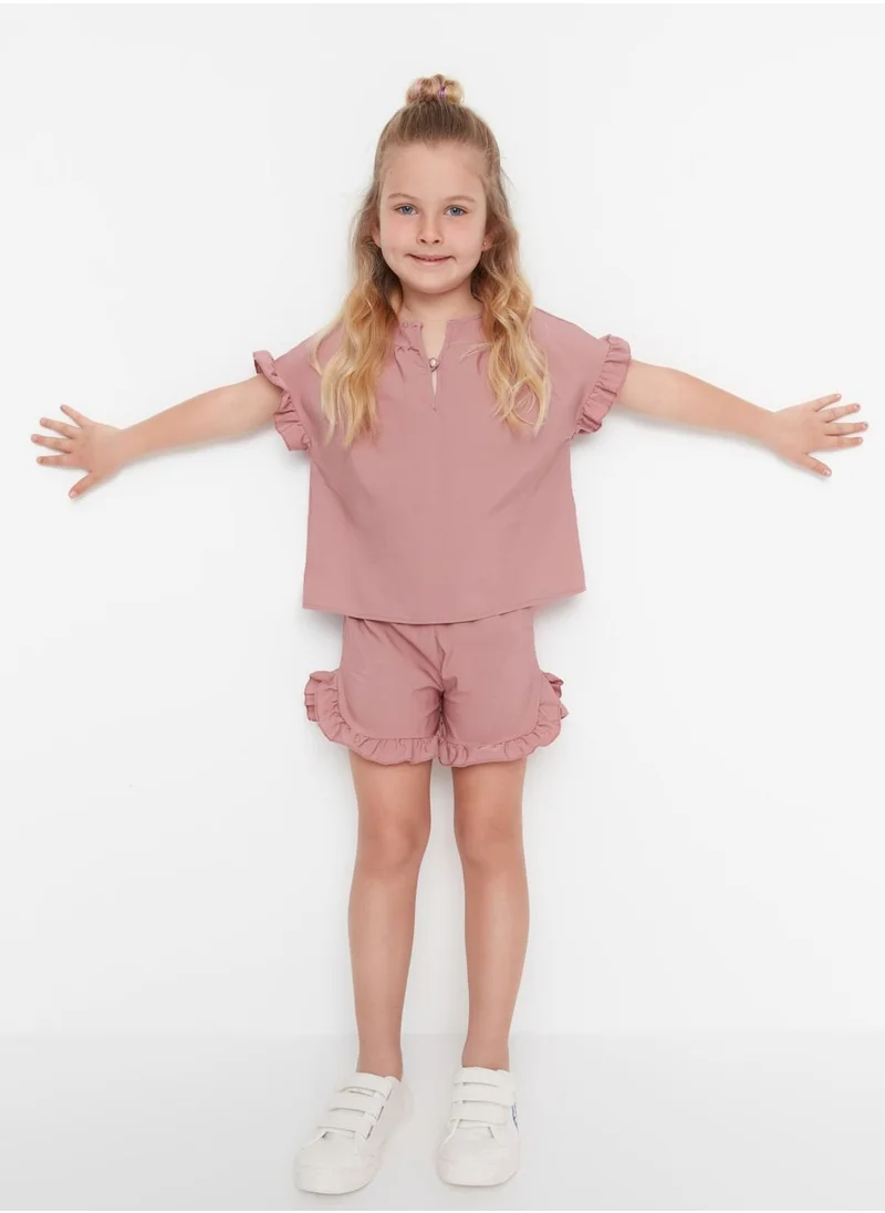 trendyol Kids Ruffle Detail Top & Shorts Set