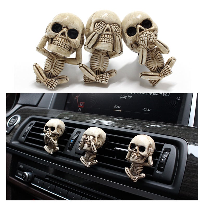 HG Cross-Border Antique Skull Car Air Freshener Clip Set - Creative Resin Car Vent Aromatherapy Pendant - Image 2