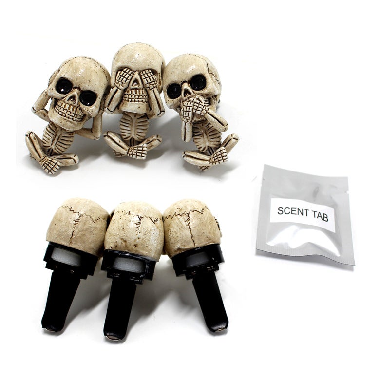 HG Cross-Border Antique Skull Car Air Freshener Clip Set - Creative Resin Car Vent Aromatherapy Pendant - Image 1