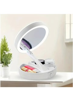 Arabest 10X Magnifying LED Makeup Mirror With Light, Simple Foldable Stand With Storage Function Lighted Vanity Makeup Double Sided Mirror For Household, Beauty Gift For Women  - Image 2