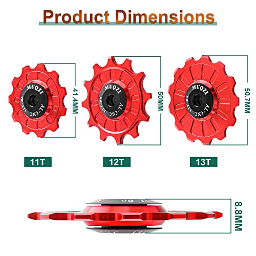MUQZI Bike Rear Derailleur Pulley, 11T+11T MTB Bicycle Ceramic Bearing Jockey Wheel Guide Roller Pulley Sets for Mountain Road Bike, Black - Image 4