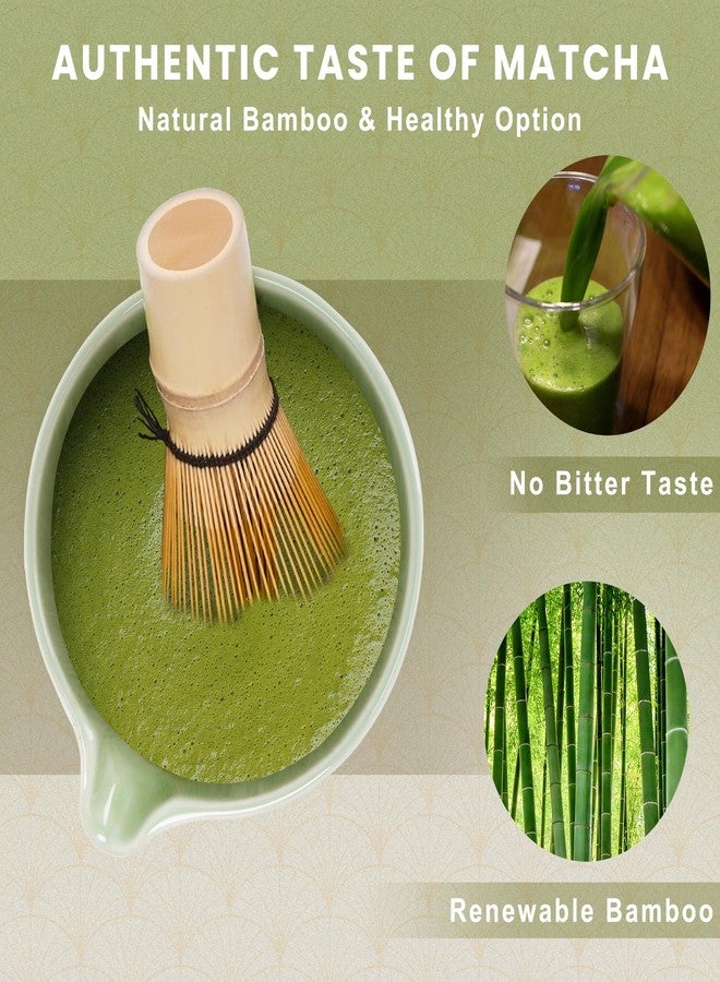 RANERANE Matcha Whisk and Bowl with Ceramic Matcha Whisk Holder,Matcha Sifter, Matcha Spoon and Scoop Handmade from Natural Bamboo,Matcha Making Kit Cyan - Image 2